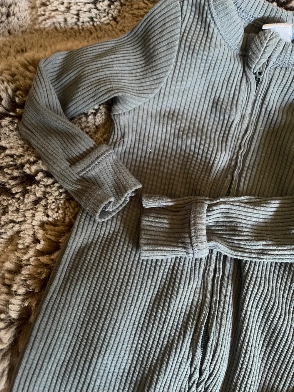 🌈 Old Navy Baby Boy Girl Sleeper Sz 0/3M Ribbed BLUE Pajamas
